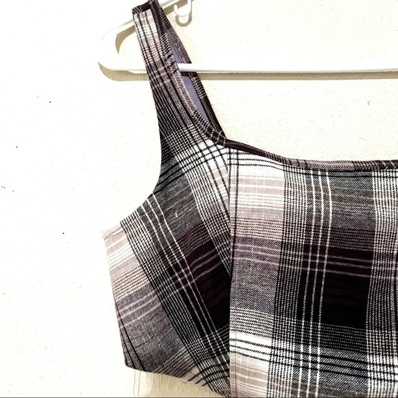 NWT LIBERTY LOVE corset bustier gray plaid cropped tank top size L - Picture 2 of 6